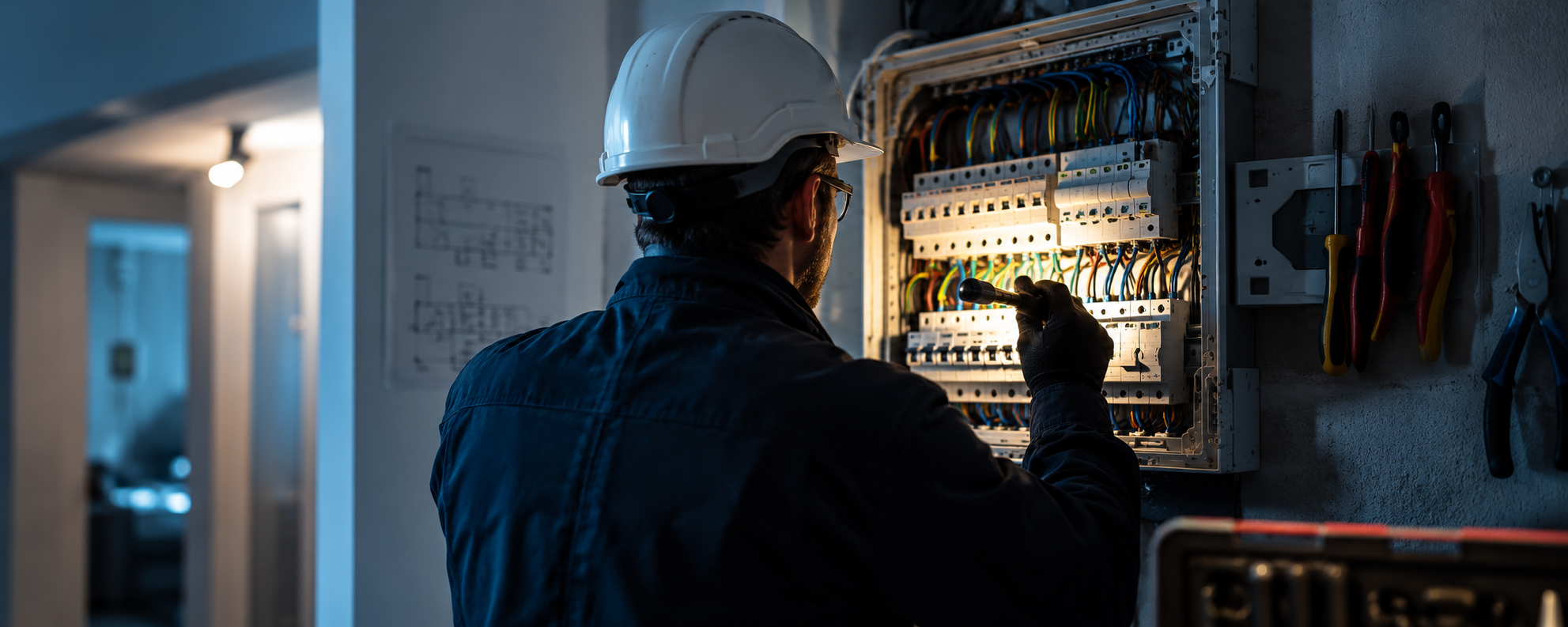 Électricien intervenant sur une panne de courant